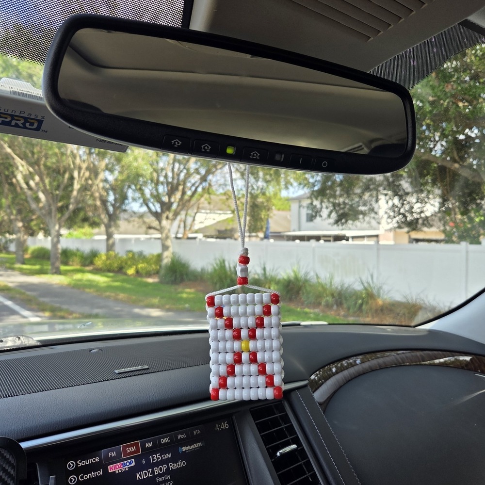 Florida State Flag Car Mirror Danglers/Necklace . Mini Beaded Flag 2.5" x 3".‎